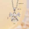 Women's Copper Zircon Necklace With Bow Pearl Pendant Electroplating Mixed Gemstone Inlay Light Luxury Design