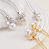 Women's Copper Zircon Necklace With Bow Pearl Pendant Electroplating Mixed Gemstone Inlay Light Luxury Design