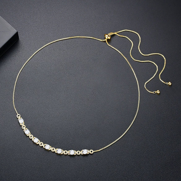 Women's Copper Zircon Necklace With Snake Bone Chain Fashion Long Chain Choker Jewelry