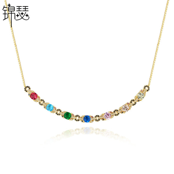 Women's Copper Zircon Necklace With Snake Bone Chain Fashion Long Chain Choker Jewelry