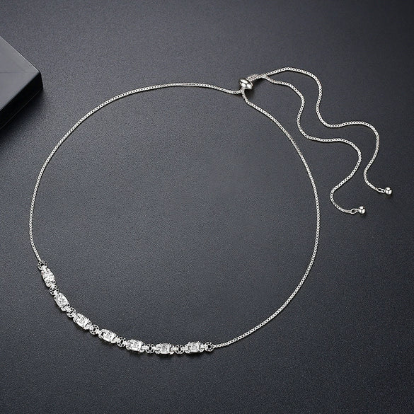 Women's Copper Zircon Necklace With Snake Bone Chain Fashion Long Chain Choker Jewelry