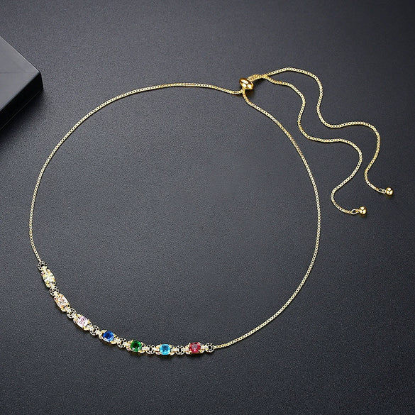 Women's Copper Zircon Necklace With Snake Bone Chain Fashion Long Chain Choker Jewelry