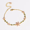 Women's Copper Zircon Petal And Flower Pendant Bracelet