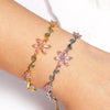 Women's Copper Zircon Petal And Flower Pendant Bracelet