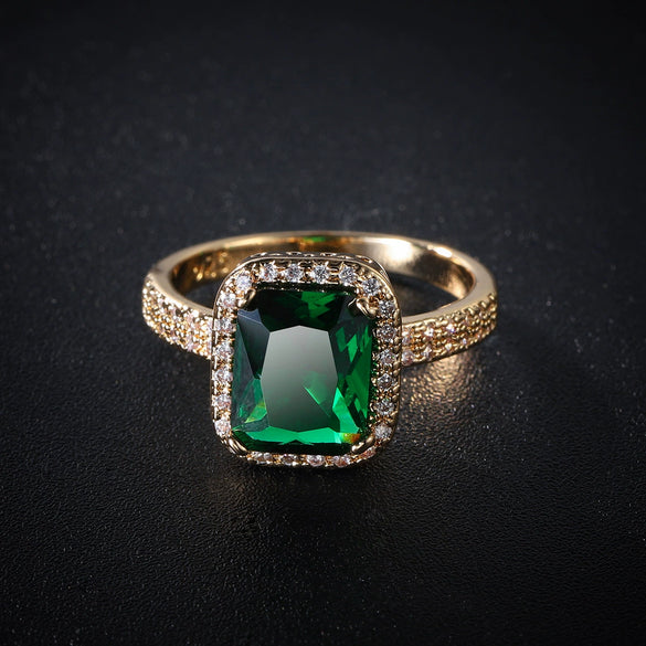 Women's Copper Zircon Ring Light Luxury Geometric Goldplated Jewelry