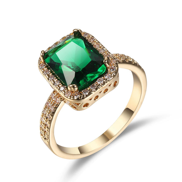 Women's Copper Zircon Ring Light Luxury Geometric Goldplated Jewelry