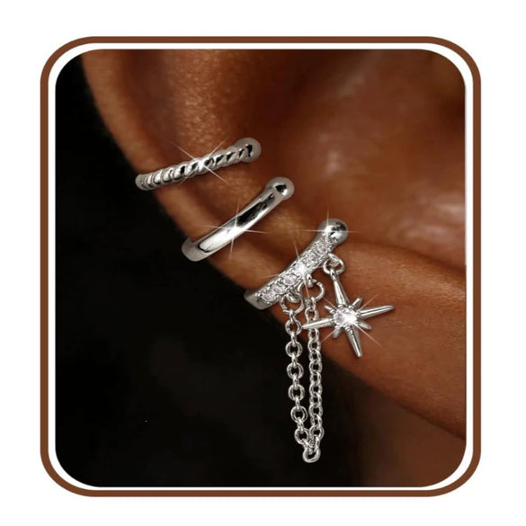 Women's Copper Zircon Six Pointed Star Geometric Earrings With Electroplated Niche Style Design