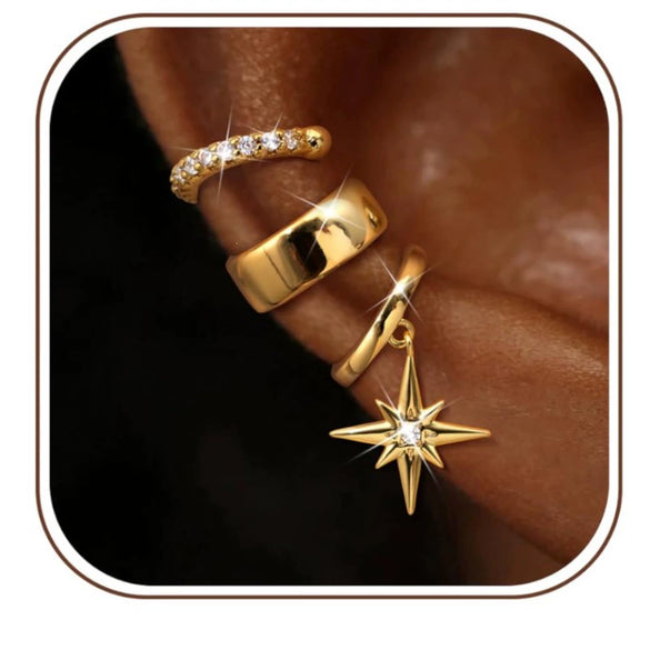 Women's Copper Zircon Six Pointed Star Geometric Earrings With Electroplated Niche Style Design