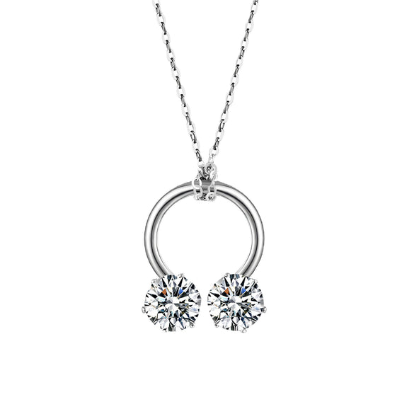 Women's Copper Zircon Snowflake Heart Clavicle Necklace With Cross Chain Floral Style Pendant