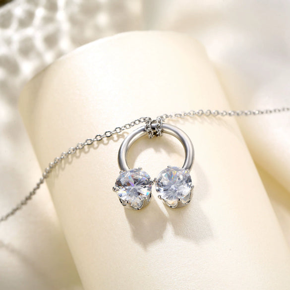 Women's Copper Zircon Snowflake Heart Clavicle Necklace With Cross Chain Floral Style Pendant