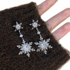 Women's Copper Zircon Snowflake Pendant Earrings With Steel Ear Posts Minimalist Light Luxury Floral Design
