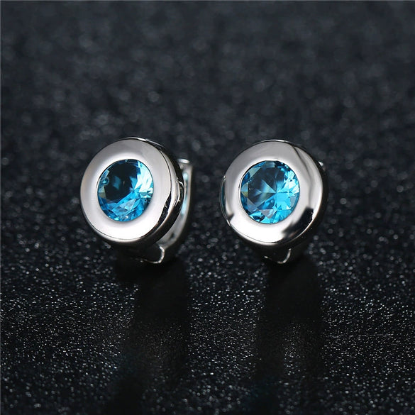 Women's Copper Zircon Star Hoop Earrings Classic Round Ear Buckle Multicolor Natural Style Jewelry Wholesale