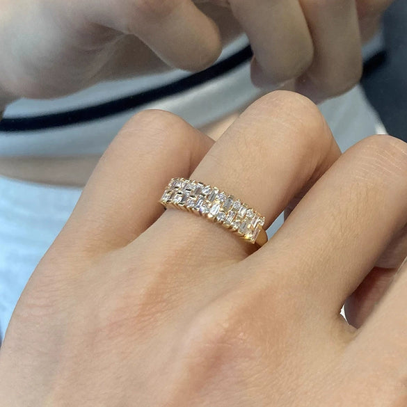 Women's Copper Zirconia Geometric Ring