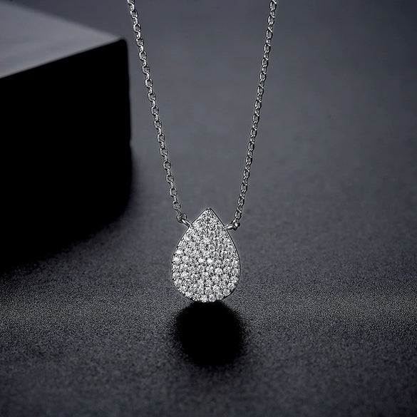 Women's Copper Zirconia Micro Inlaid Drop Pendant Necklace Fashion Jewelry With Regular Chain