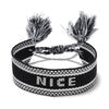Women's Cotton Rope Embroidery Woven Bracelet With Letters Numbers Text Pattern