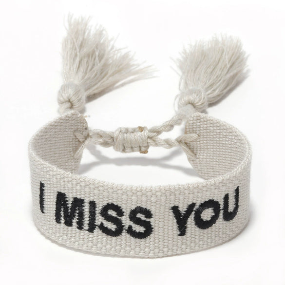 Women's Cotton Rope Embroidery Woven Bracelet With Letters Numbers Text Pattern