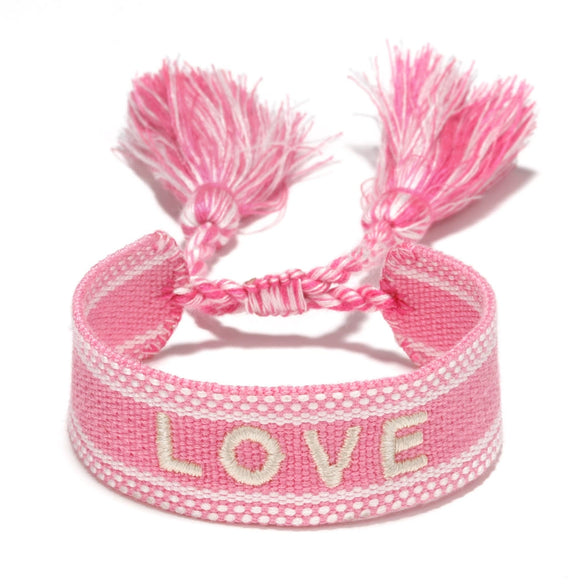 Women's Cotton Rope Embroidery Woven Bracelet With Letters Numbers Text Pattern