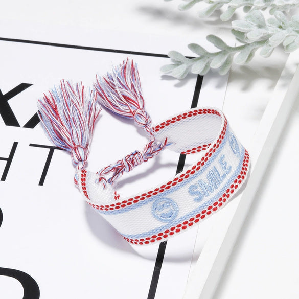 Women's Cotton Rope Embroidery Woven Bracelet With Letters Numbers Text Pattern