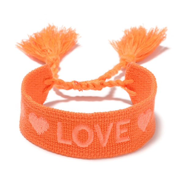 Women's Cotton Rope Embroidery Woven Bracelet With Letters Numbers Text Pattern