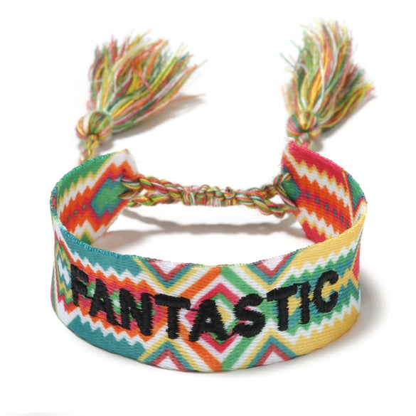 Women's Cotton Rope Embroidery Woven Bracelet With Letters Numbers Text Pattern