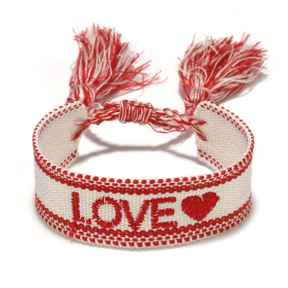 Women's Cotton Rope Embroidery Woven Bracelet With Letters Numbers Text Pattern