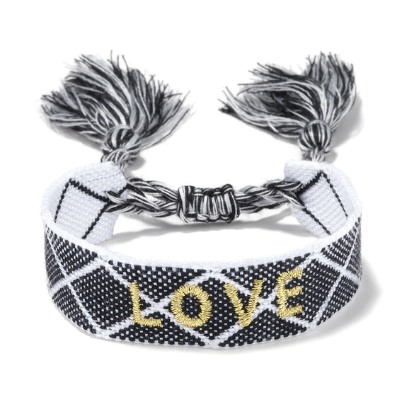 Women's Cotton Rope Embroidery Woven Bracelet With Letters Numbers Text Pattern