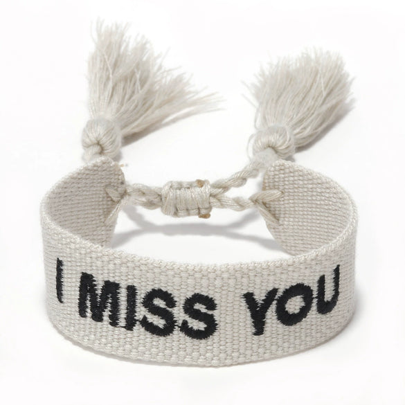 Women's Cotton Rope Embroidery Woven Bracelet With Letters Numbers Text Pattern