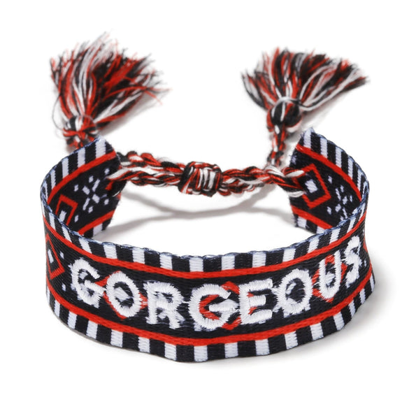 Women's Cotton Rope Embroidery Woven Bracelet With Letters Numbers Text Pattern