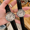 Women's Couple Quartz Watch Alloy Case Leather And Alloy Strap Round Dial Retro Roman Scale Leisure Style