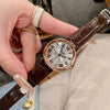 Women's Couple Quartz Watch Alloy Case Leather And Alloy Strap Round Dial Retro Roman Scale Leisure Style