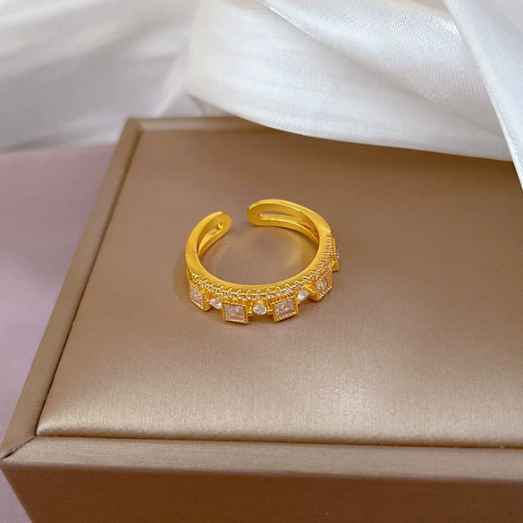 Women's Couple Ring Brass Zircon The Crown Style Adjustable Open Ring