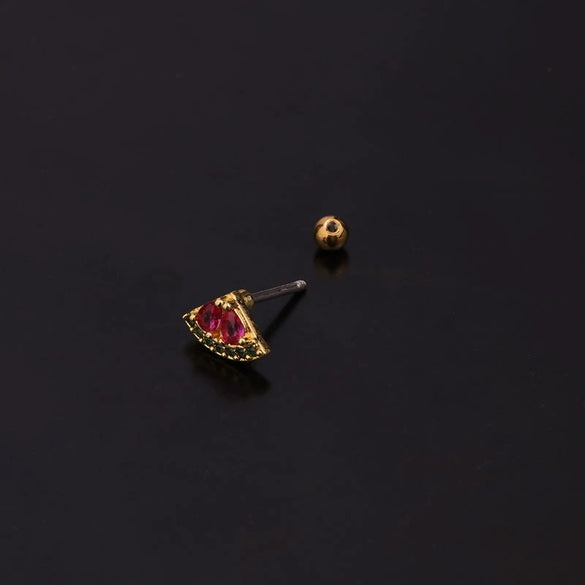 Women's Creative Fruit Style Stainless Steel Inlaid Zircon Earrings