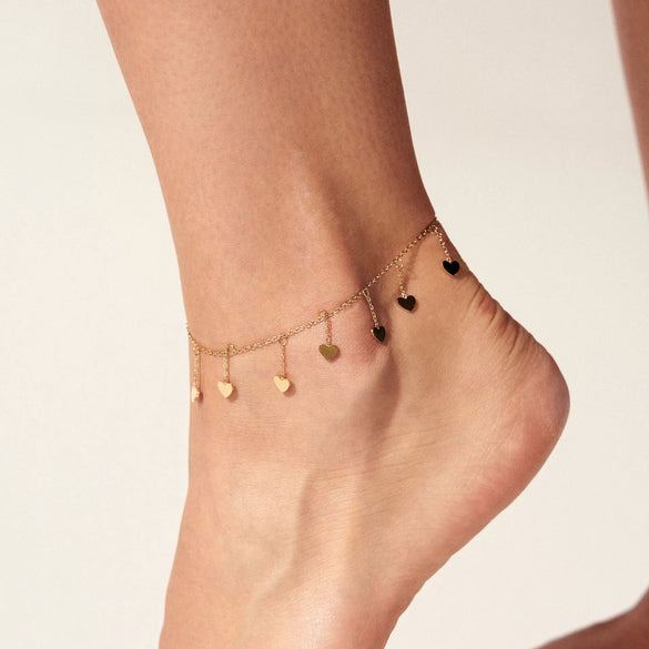 Women's Creative Love Butterfly Fivepointed Star Tassel Pendant Anklet In Stainless Steel With Light Luxury Style And Geometric Design