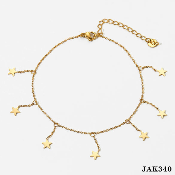 Women's Creative Love Butterfly Fivepointed Star Tassel Pendant Anklet In Stainless Steel With Light Luxury Style And Geometric Design