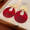 Women's Creative Retro Exaggerated Plastic And Resin Earrings With Geometric Design And Electroplating