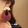 Women's Creative Retro Exaggerated Plastic And Resin Earrings With Geometric Design And Electroplating