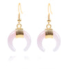 Women's Crescent Moon Natural Stone And Alloy Hook Earrings With Electroplated Winding Design