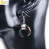 Women's Crescent Moon Natural Stone And Alloy Hook Earrings With Electroplated Winding Design