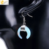Women's Crescent Moon Natural Stone And Alloy Hook Earrings With Electroplated Winding Design