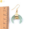 Women's Crescent Moon Natural Stone And Alloy Hook Earrings With Electroplated Winding Design