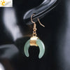 Women's Crescent Moon Natural Stone And Alloy Hook Earrings With Electroplated Winding Design