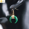 Women's Crescent Moon Natural Stone And Alloy Hook Earrings With Electroplated Winding Design