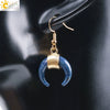 Women's Crescent Moon Natural Stone And Alloy Hook Earrings With Electroplated Winding Design