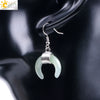 Women's Crescent Moon Natural Stone And Alloy Hook Earrings With Electroplated Winding Design