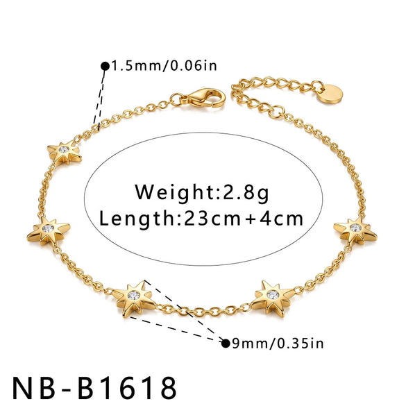 Women's Crossshaped Electroplated Stainless Steel Bracelet And Anklet Set With Cubic Zirconia And Rhinestone Embellishments