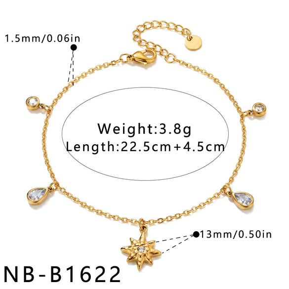 Women's Crossshaped Electroplated Stainless Steel Bracelet And Anklet Set With Cubic Zirconia And Rhinestone Embellishments