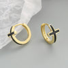 Women's Crossshaped 925 Silver Earrings With Geometric Pattern And Electroplating Treatment