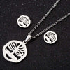 Women's Crown Pattern Stainless Steel Necklace And Earrings Set With Electroplated Finish And O Chain Design