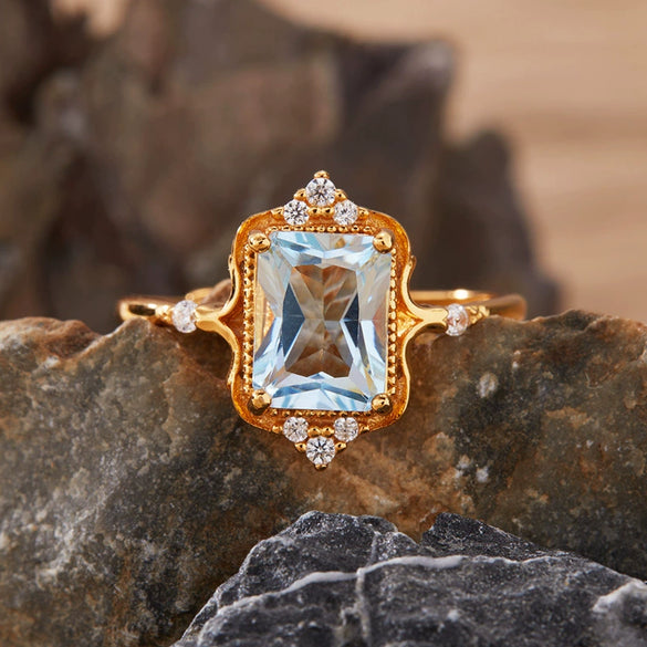 Women's Crown Shaped Crystal Ring In S925 Sterling Silver With Natural Colored Gemstones Topaz Citrine Amethyst
