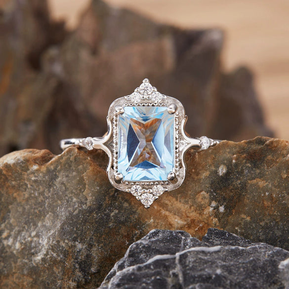 Women's Crown Shaped Crystal Ring In S925 Sterling Silver With Natural Colored Gemstones Topaz Citrine Amethyst